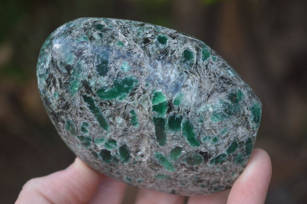 Polished Rare Emerald Mica In Matrix Standing Free Forms x 3 From Mutoko, Zimbabwe - Toprock Gemstones and Minerals 