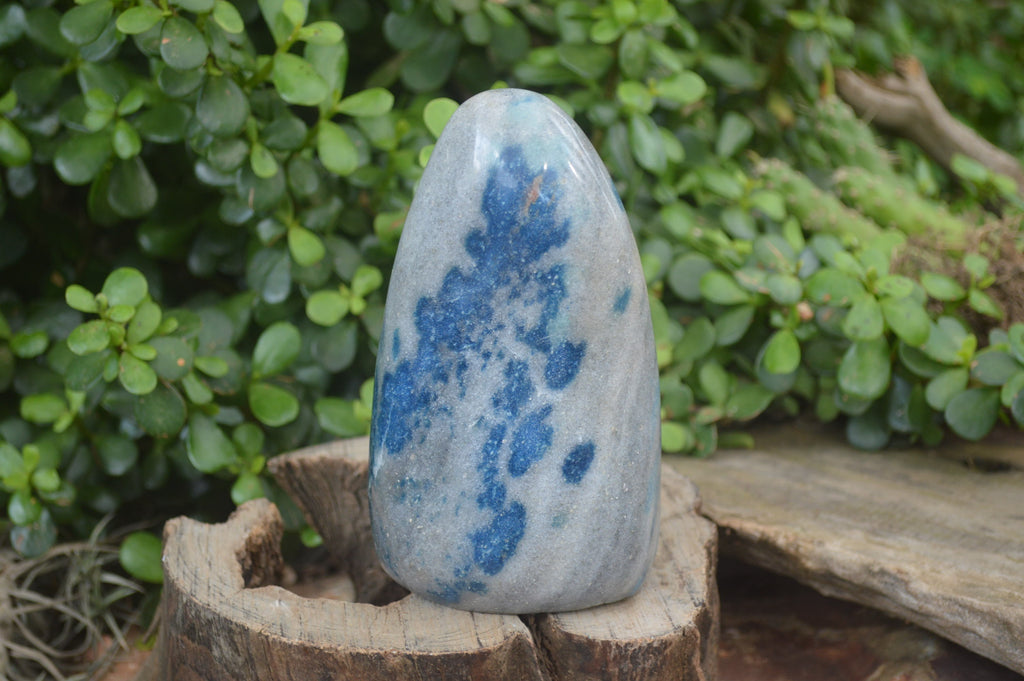 Polished Blue Spinel Spotted Quartz Standing Free Forms x 2 From Madagascar - Toprock Gemstones and Minerals 