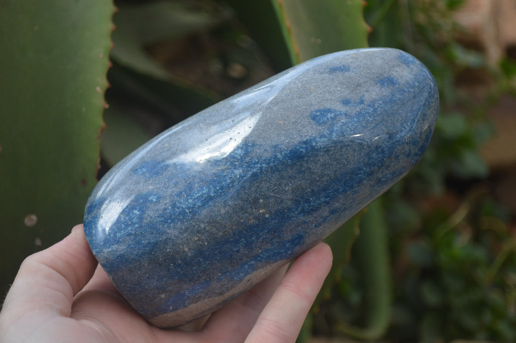 Polished Blue Spinel Spotted Quartz Standing Free Forms x 2 From Madagascar - Toprock Gemstones and Minerals 