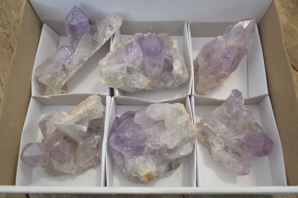 Natural Jacaranda Amethyst Quartz Clusters x 6 from Mumbwa, Zambia - Toprock Gemstones and Minerals 