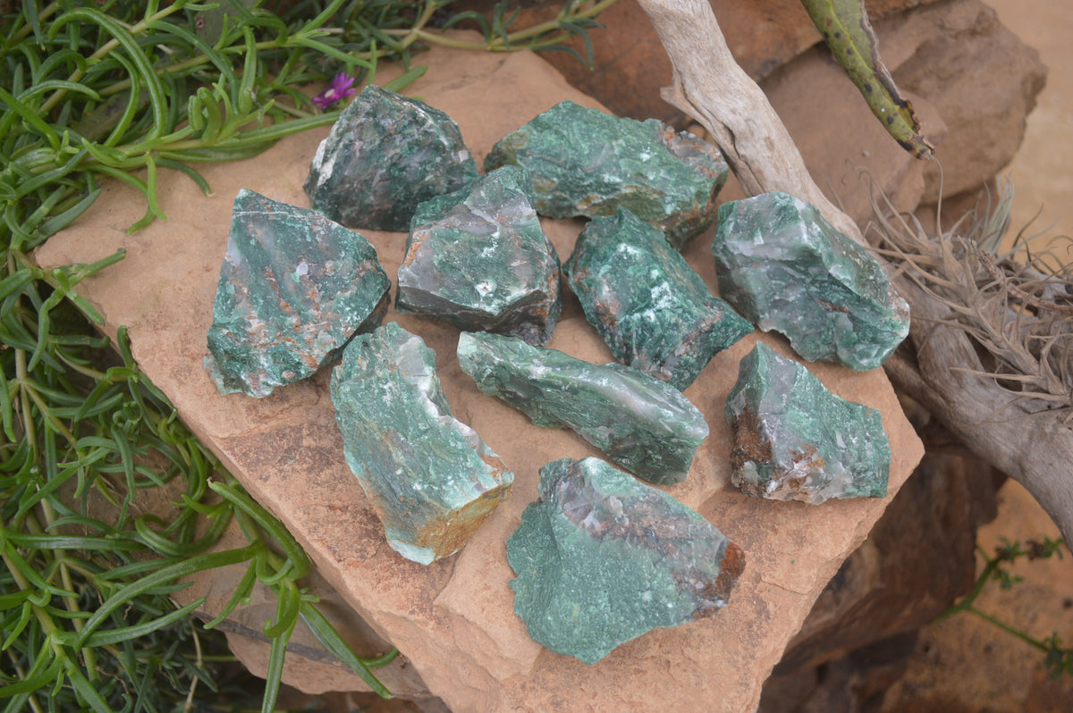 Natural Swazi Jade Cobbed Specimens x 12 from Swaziland - Toprock Gemstones and Minerals 