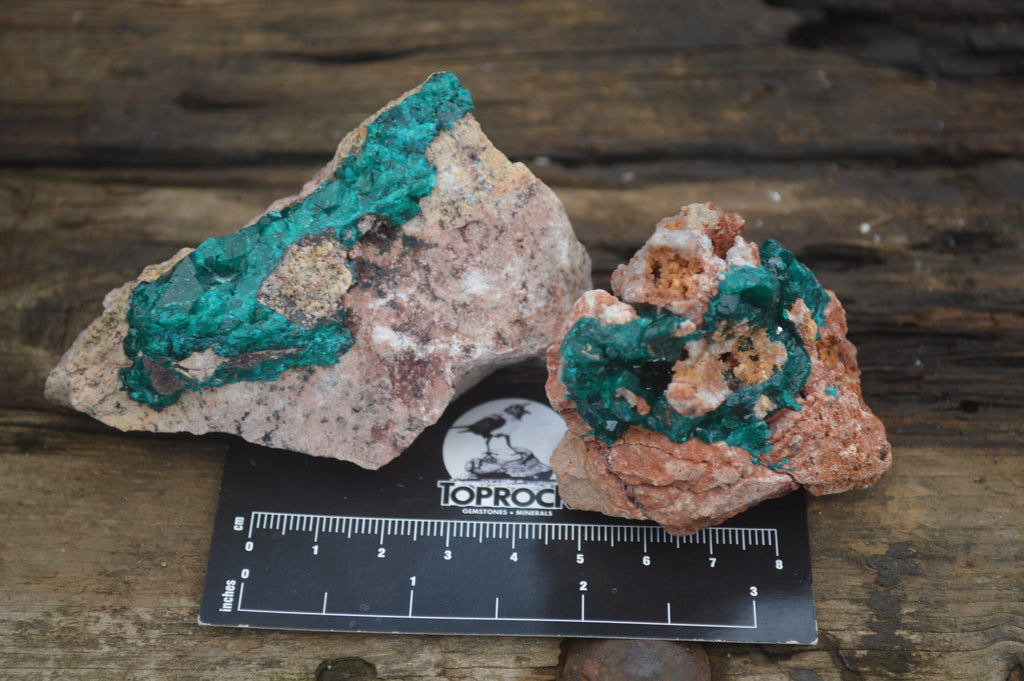 Natural Dioptase On Dolomite Specimens x 6 From Likasi, Congo - Toprock Gemstones and Minerals 