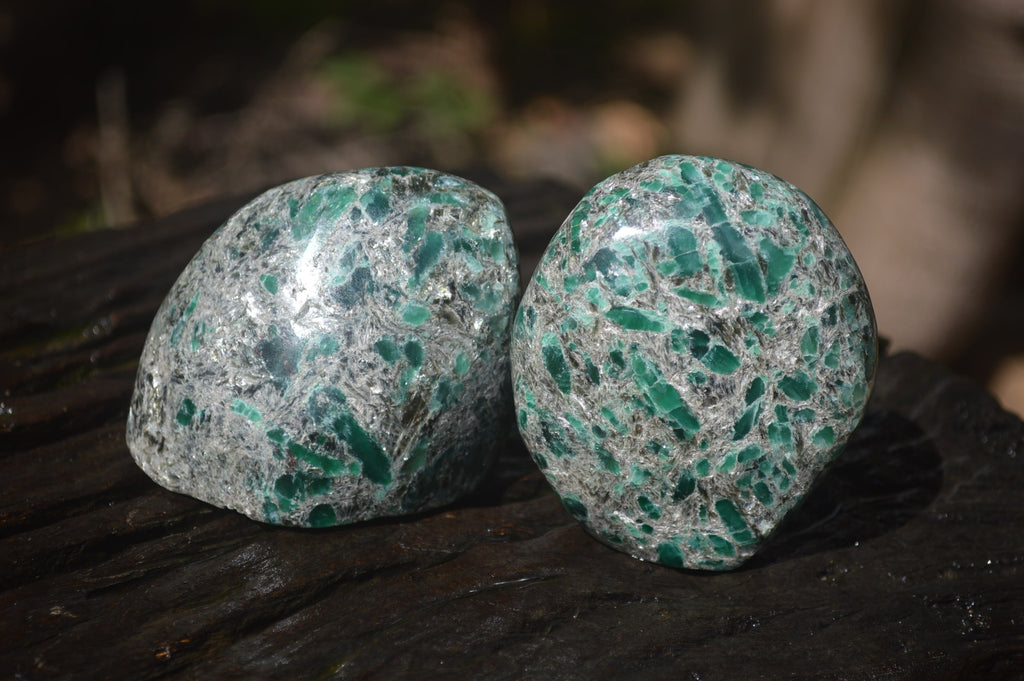 Polished Rare Emerald Mica In Matrix Standing Free Forms x 4 From Mutoko, Zimbabwe - Toprock Gemstones and Minerals 