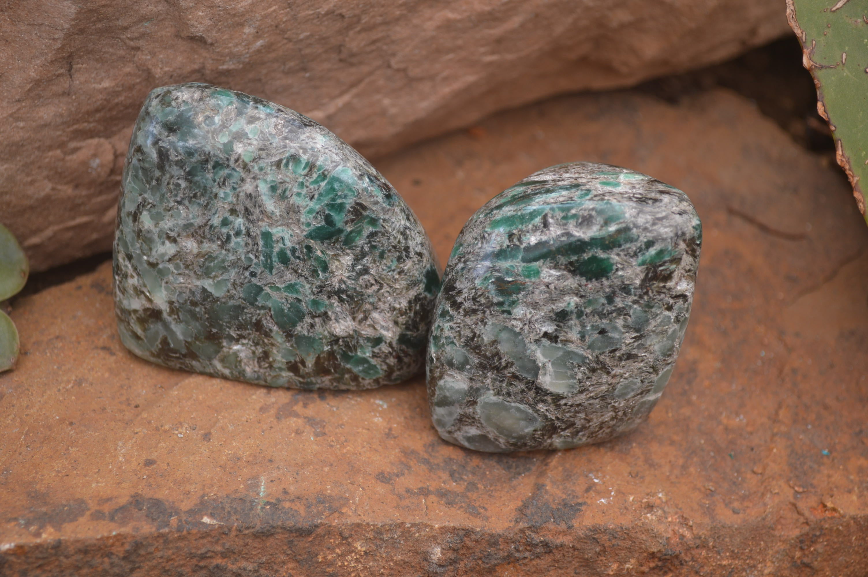 Polished Rare Emerald Mica In Matrix Standing Free Forms x 4 From Mutoko, Zimbabwe - Toprock Gemstones and Minerals 