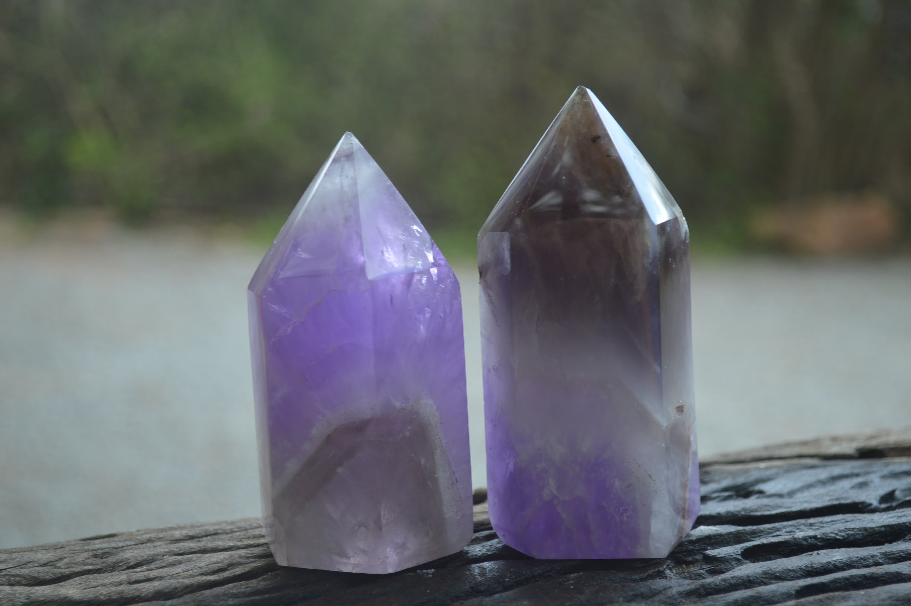Polished Chevron Amethyst Points x 6 From Madagascar - Toprock Gemstones and Minerals 
