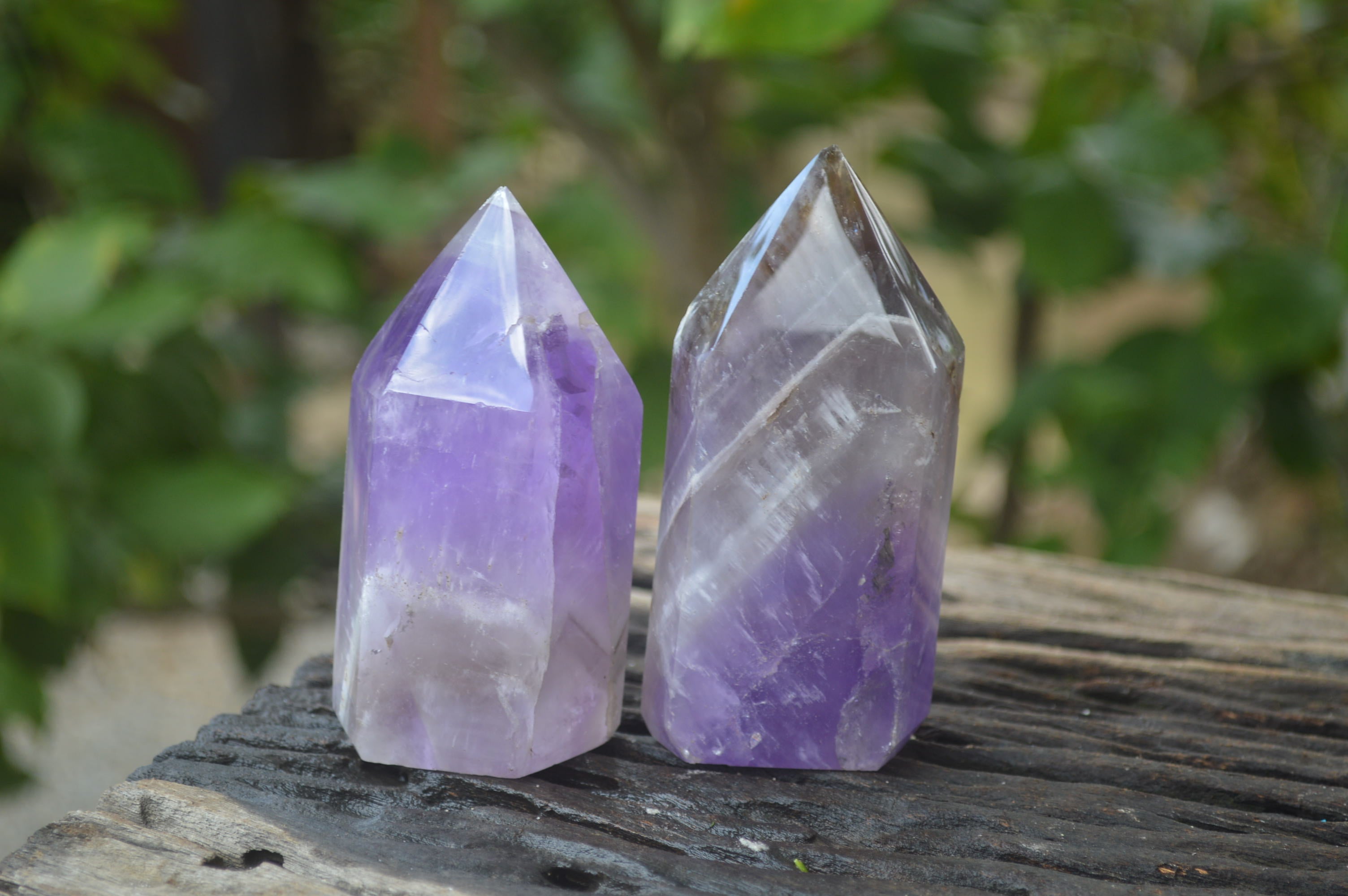 Polished Chevron Amethyst Points x 6 From Madagascar - Toprock Gemstones and Minerals 