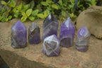 Polished Chevron Amethyst Points x 6 From Madagascar - Toprock Gemstones and Minerals 