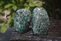 Polished Rare Emerald Mica In Matrix Standing Free Forms x 2 From Mutoko, Zimbabwe - Toprock Gemstones and Minerals 