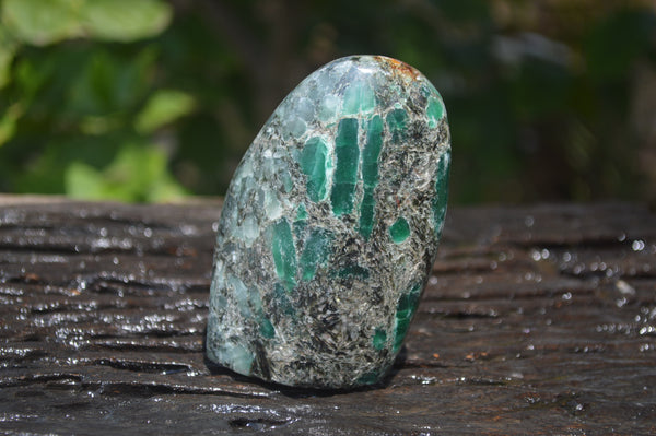 Polished Rare Emerald Mica In Matrix Standing Free Forms x 2 From Mutoko, Zimbabwe - Toprock Gemstones and Minerals 