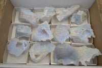 Natural Etched Blue Chalcedony Specimens x 12 From Nsanje, Malawi - Toprock Gemstones and Minerals 