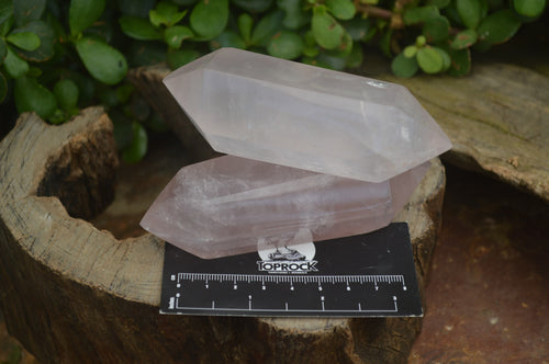 Polished Double Terminated Rose Quartz Points x 6 From Ambatondrazaka, Madagascar - Toprock Gemstones and Minerals 