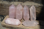 Polished Double Terminated Rose Quartz Points x 6 From Ambatondrazaka, Madagascar - Toprock Gemstones and Minerals 