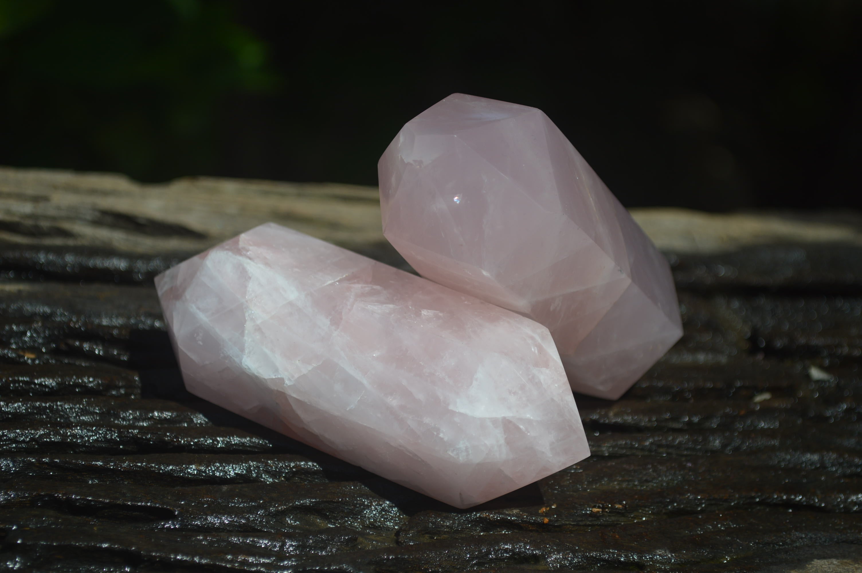 Polished Double Terminated Rose Quartz Points x 6 From Ambatondrazaka, Madagascar - Toprock Gemstones and Minerals 