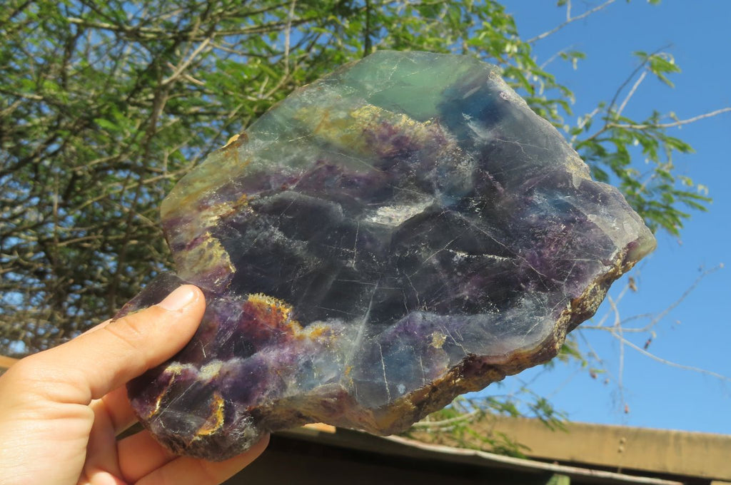 Polished Watermelon Fluorite Slice x 1 From Namibia - Toprock Gemstones and Minerals 