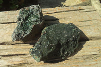 Natural Libethenite Crystals On Dolomite Matrix Specimens x 2 From Shituru, Congo