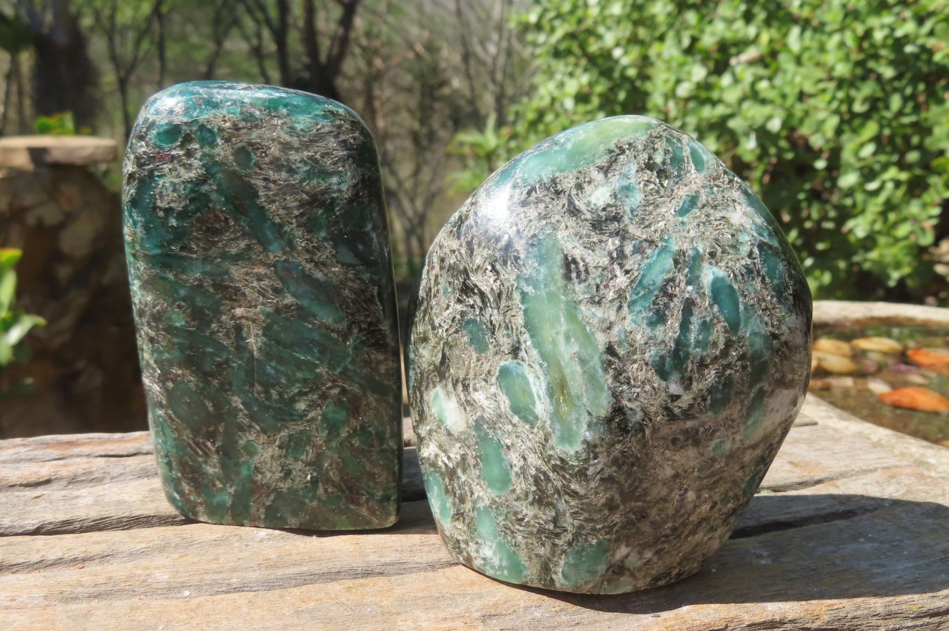 Polished Rare Emerald Mica In Standing Matrix Free Forms x 2 From Mutoko, Zimbabwe - Toprock Gemstones and Minerals 