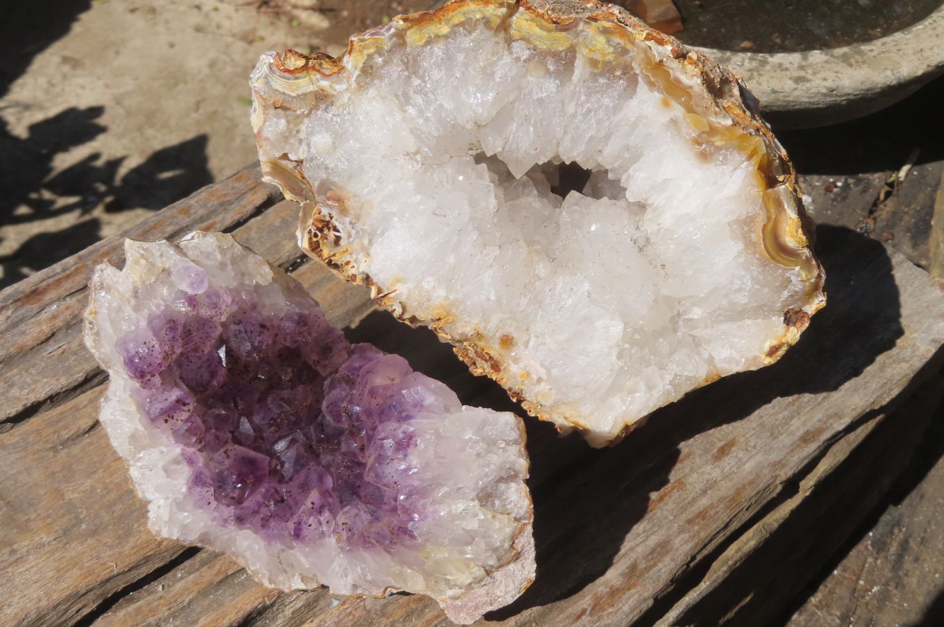 Natural Zululand Amethyst Agate Geodes x 3 from Jozini, South Africa - Toprock Gemstones and Minerals 
