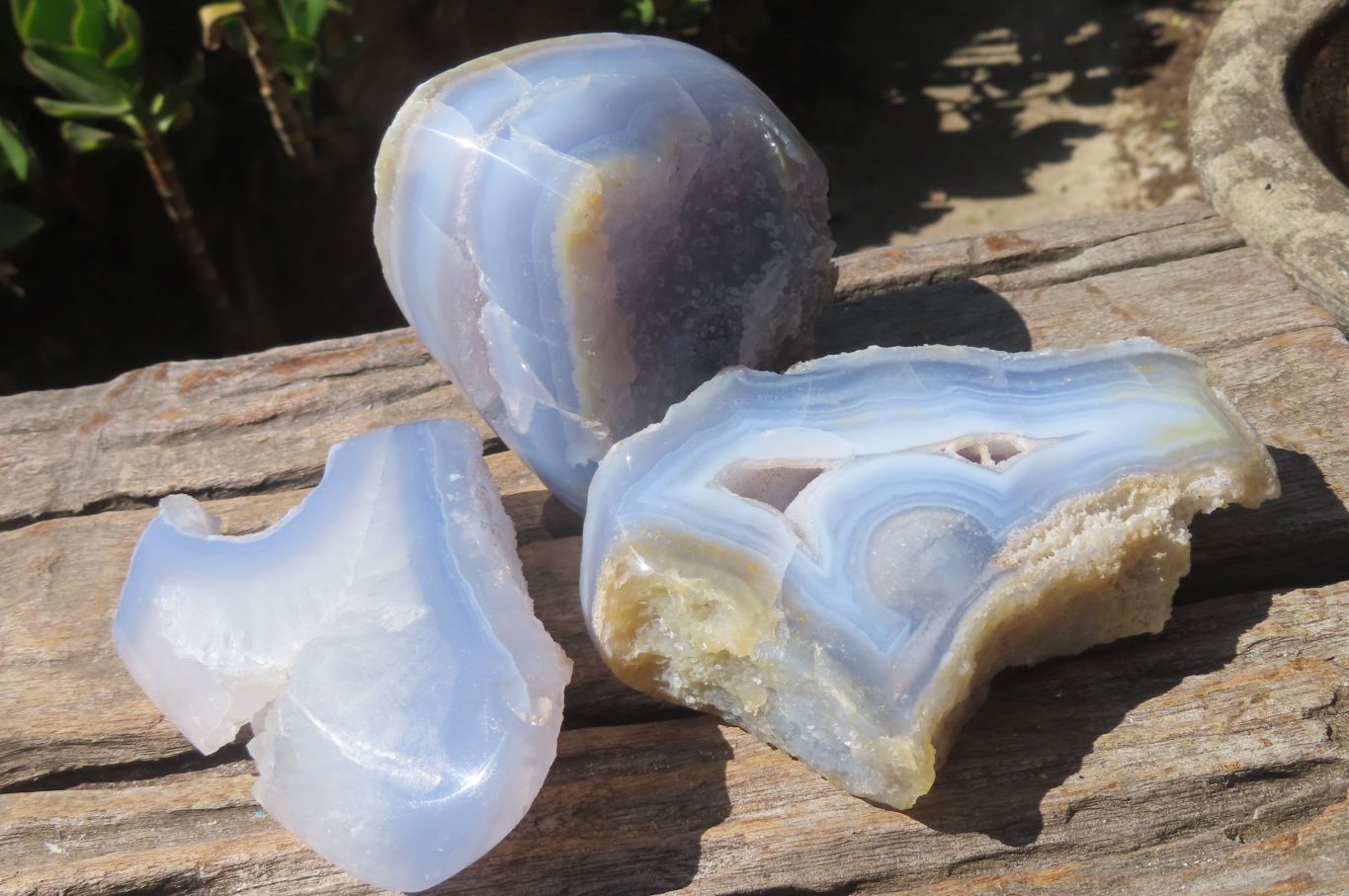 Polished Blue Lace Agate Nodules x 3 From Nsanje, Malawi - Toprock Gemstones and Minerals 