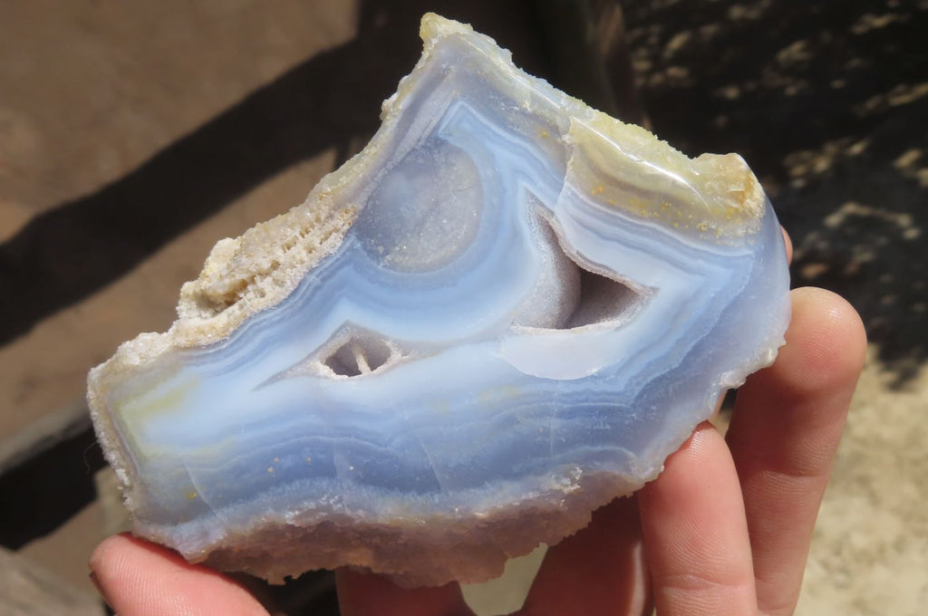 Polished Blue Lace Agate Nodules x 3 From Nsanje, Malawi - Toprock Gemstones and Minerals 