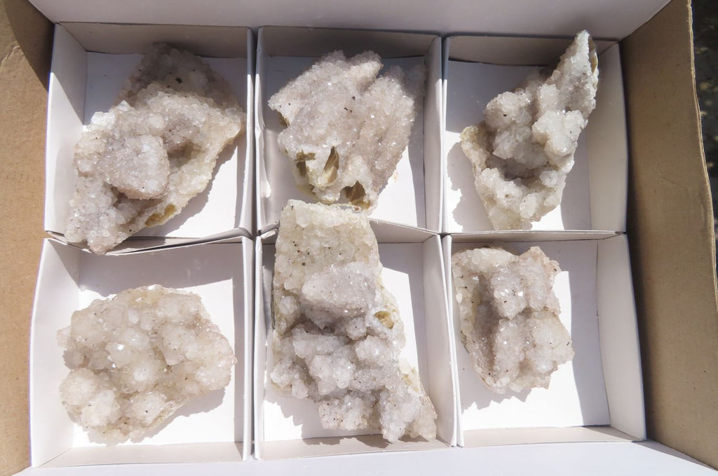 Natural Drusy Mountain Quartz Specimens x 6 From Alberts Mountain, Lesotho - Toprock Gemstones and Minerals 