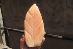 Polished Orange Twist Calcite Leaf Sculpture x 1 From Maevantanana, Madagascar - Toprock Gemstones and Minerals 