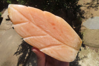 Polished Orange Twist Calcite Leaf Sculpture x 1 From Maevantanana, Madagascar - Toprock Gemstones and Minerals 