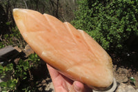 Polished Orange Twist Calcite Leaf Sculpture x 1 From Maevantanana, Madagascar - Toprock Gemstones and Minerals 