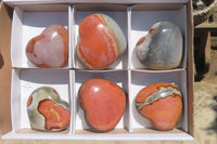 Polished Polychrome Jasper Gemstone Hearts x 6 From Madagascar