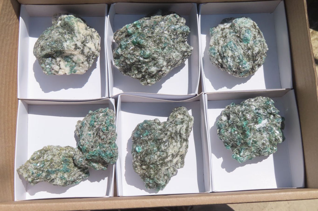 Natural Rare Emerald Mica In Matrix Cobbed Specimens x 7 From Mutoko, Zimbabwe - Toprock Gemstones and Minerals 