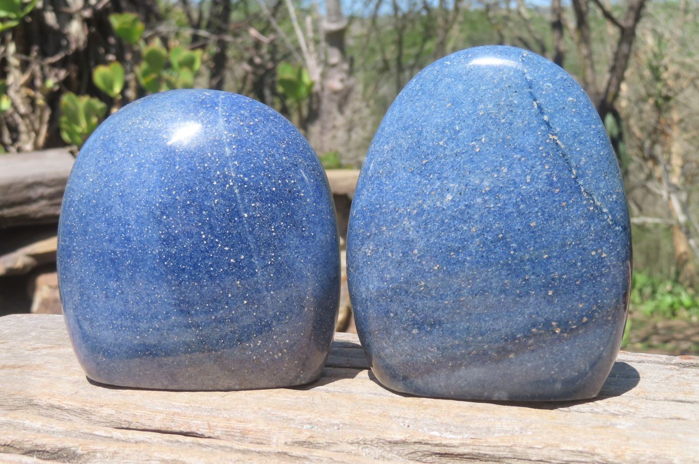 Polished Lazulite Standing Free Forms x 2 From Madagascar - Toprock Gemstones and Minerals 