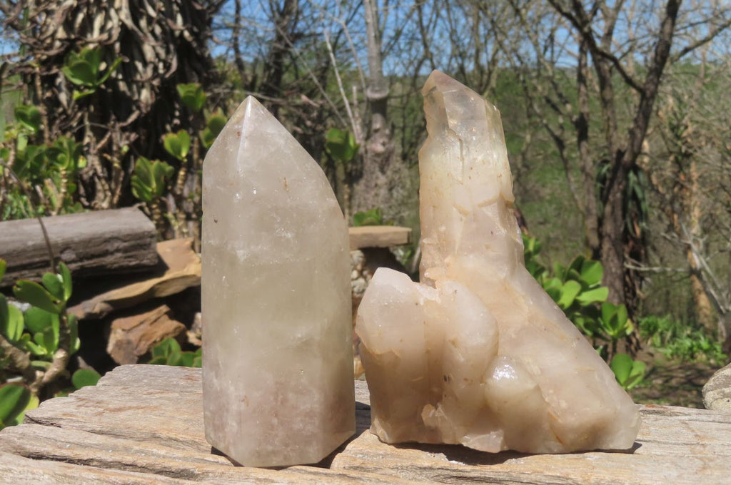 Polished Partially Quartz Crystals x 2 From Angola - Toprock Gemstones and Minerals 