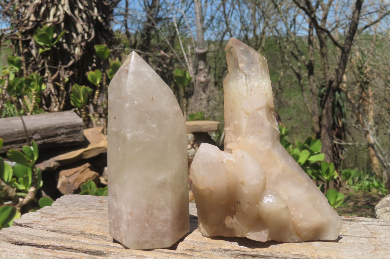 Polished Partially Quartz Crystals x 2 From Angola - Toprock Gemstones and Minerals 