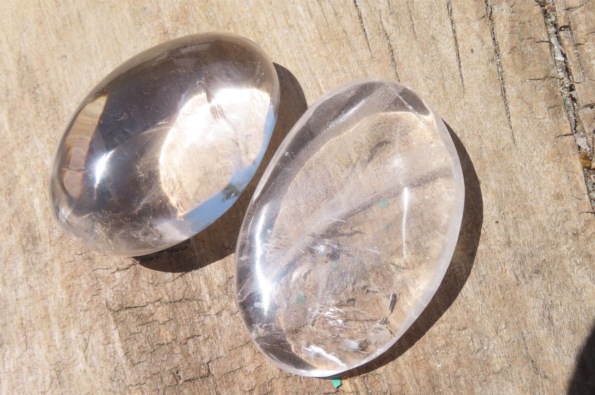 Polished Clear Quartz Palm Stones x 24 From Madagascar - Toprock Gemstones and Minerals 