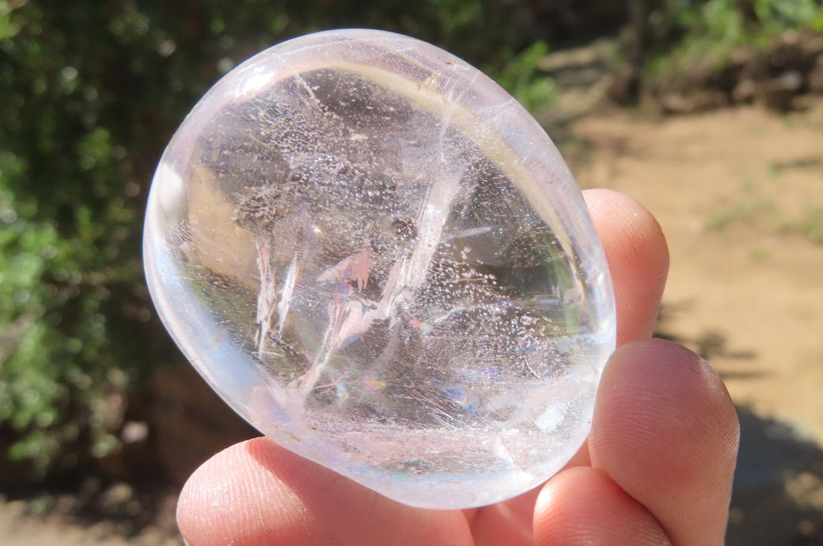 Polished Clear Quartz Palm Stones x 24 From Madagascar - Toprock Gemstones and Minerals 