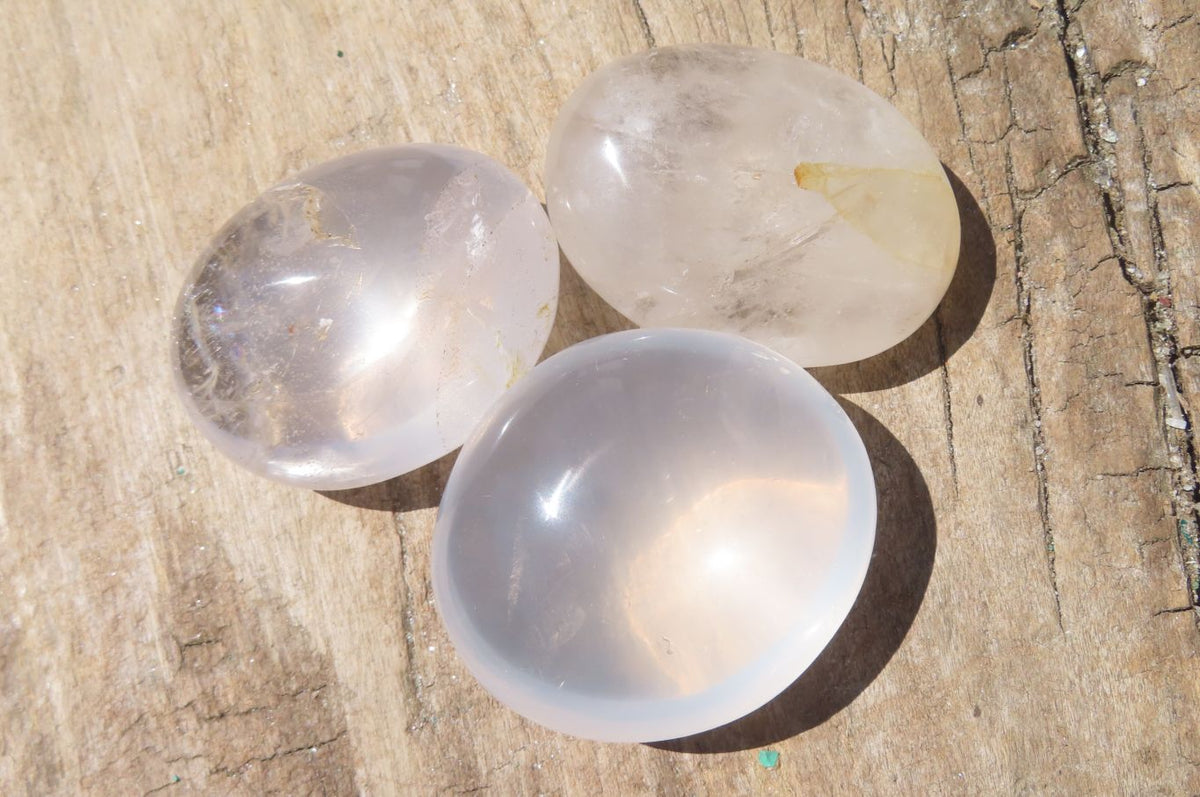 Polished Clear Quartz Palm Stones x 24 From Madagascar - Toprock Gemstones and Minerals 