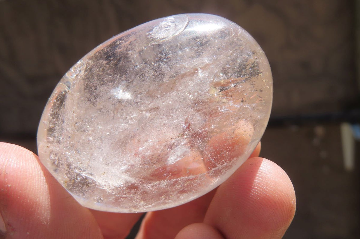 Polished Clear Quartz Palm Stones x 24 From Madagascar - Toprock Gemstones and Minerals 