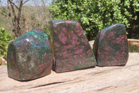 Polished Ruby Corundum In Chrome Verdite Standing Free Forms x 3 From Zimbabwe - Toprock Gemstones and Minerals 