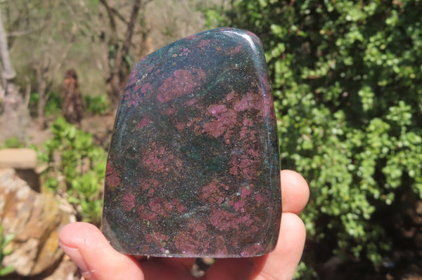 Polished Ruby Corundum In Chrome Verdite Standing Free Forms x 3 From Zimbabwe - Toprock Gemstones and Minerals 
