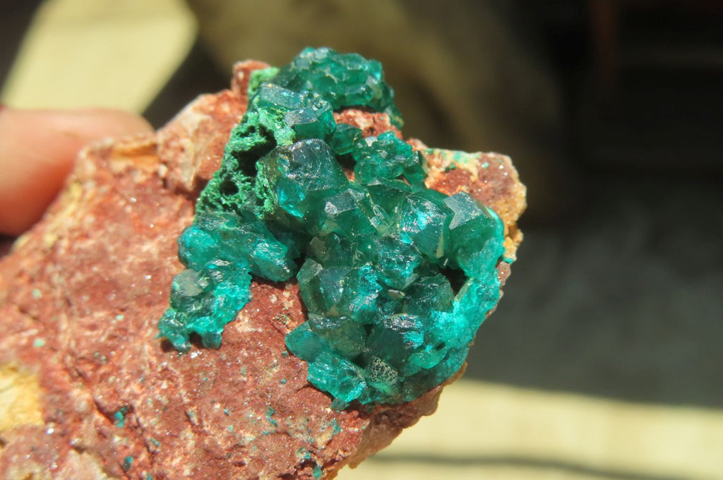 Natural Dioptase On Dolomite Specimens x 6 From Likasi, Congo - Toprock Gemstones and Minerals 