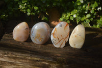 Polished Dendritic Agate Standing Free Forms x 4 From Madagascar