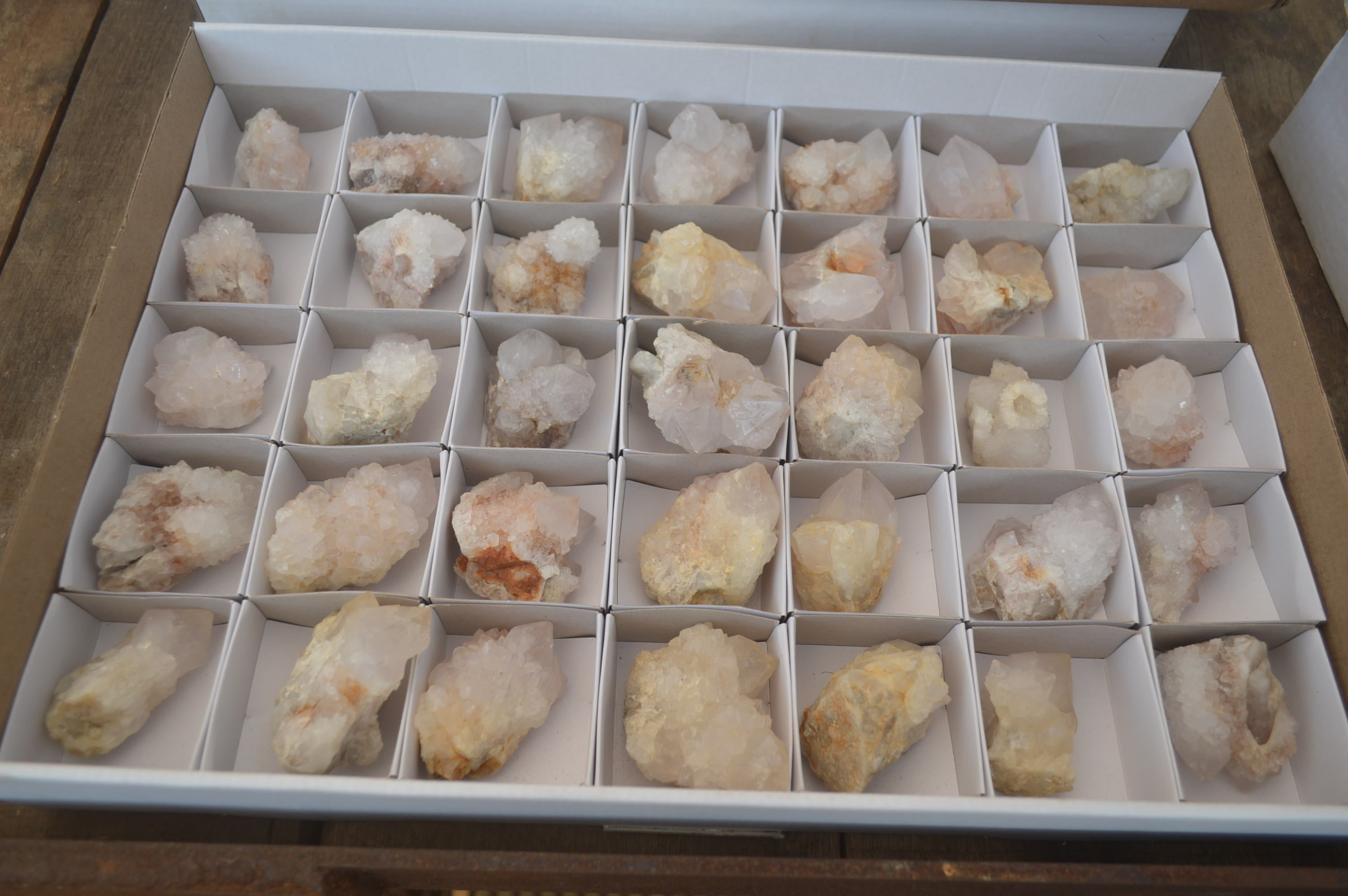 Natural Cactus Flower White Spirit Quartz Crystals and Clusters x 35 From Boekenhouthoek, South Africa - Toprock Gemstones and Minerals 