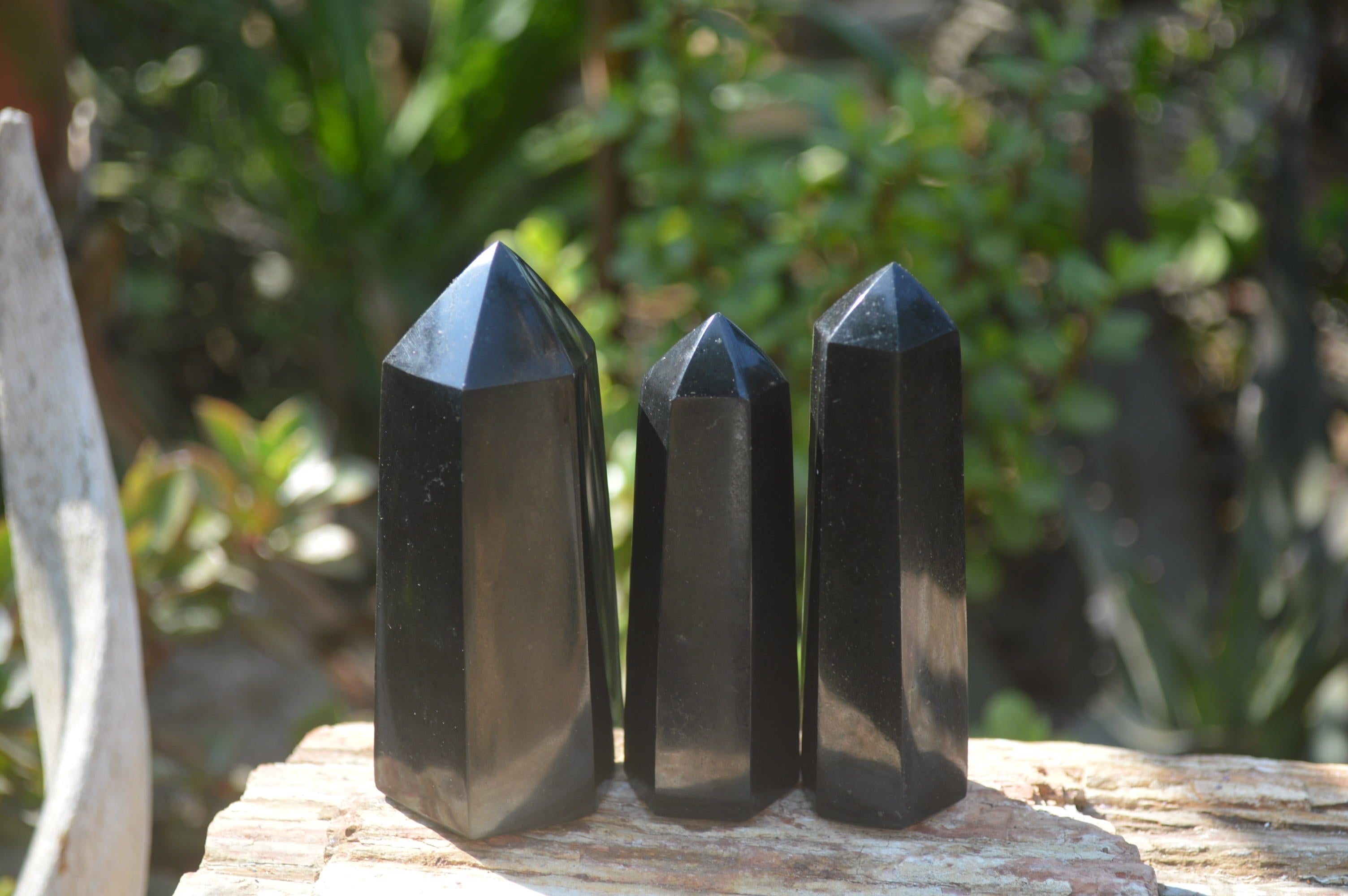Polished Black Basalt Point-Prisms x 12 From Antsirabe, Madagascar - Toprock Gemstones and Minerals 