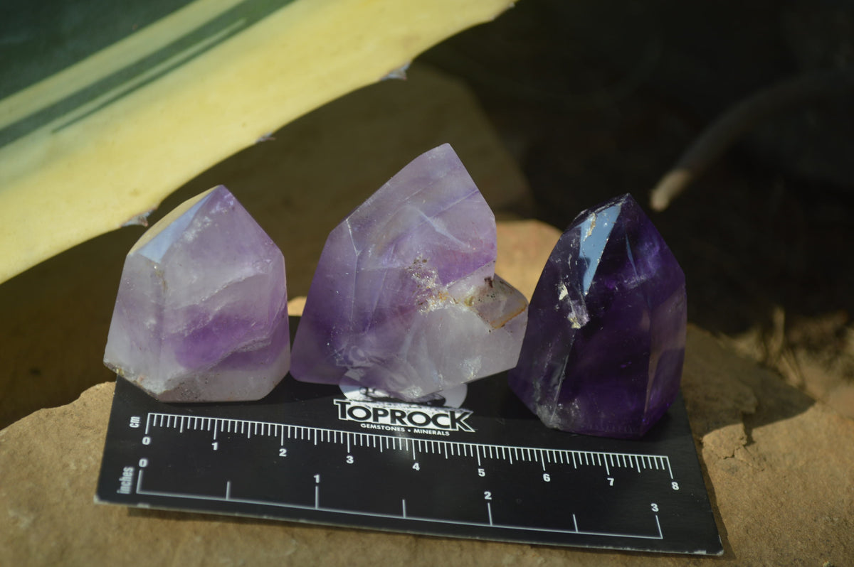 Polished Smokey Amethyst Window Quartz Points x 20 From Akansobe, Madagascar - Toprock Gemstones and Minerals 