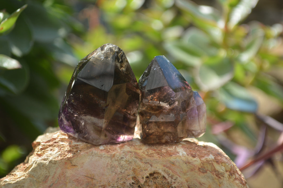 Polished Smokey Amethyst Window Quartz Points x 20 From Akansobe, Madagascar - Toprock Gemstones and Minerals 