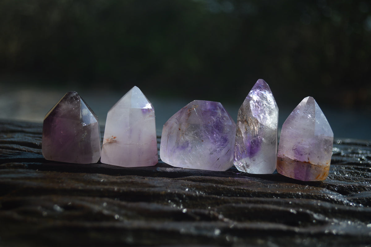 Polished Smokey Amethyst Window Quartz Points x 20 From Akansobe, Madagascar - Toprock Gemstones and Minerals 
