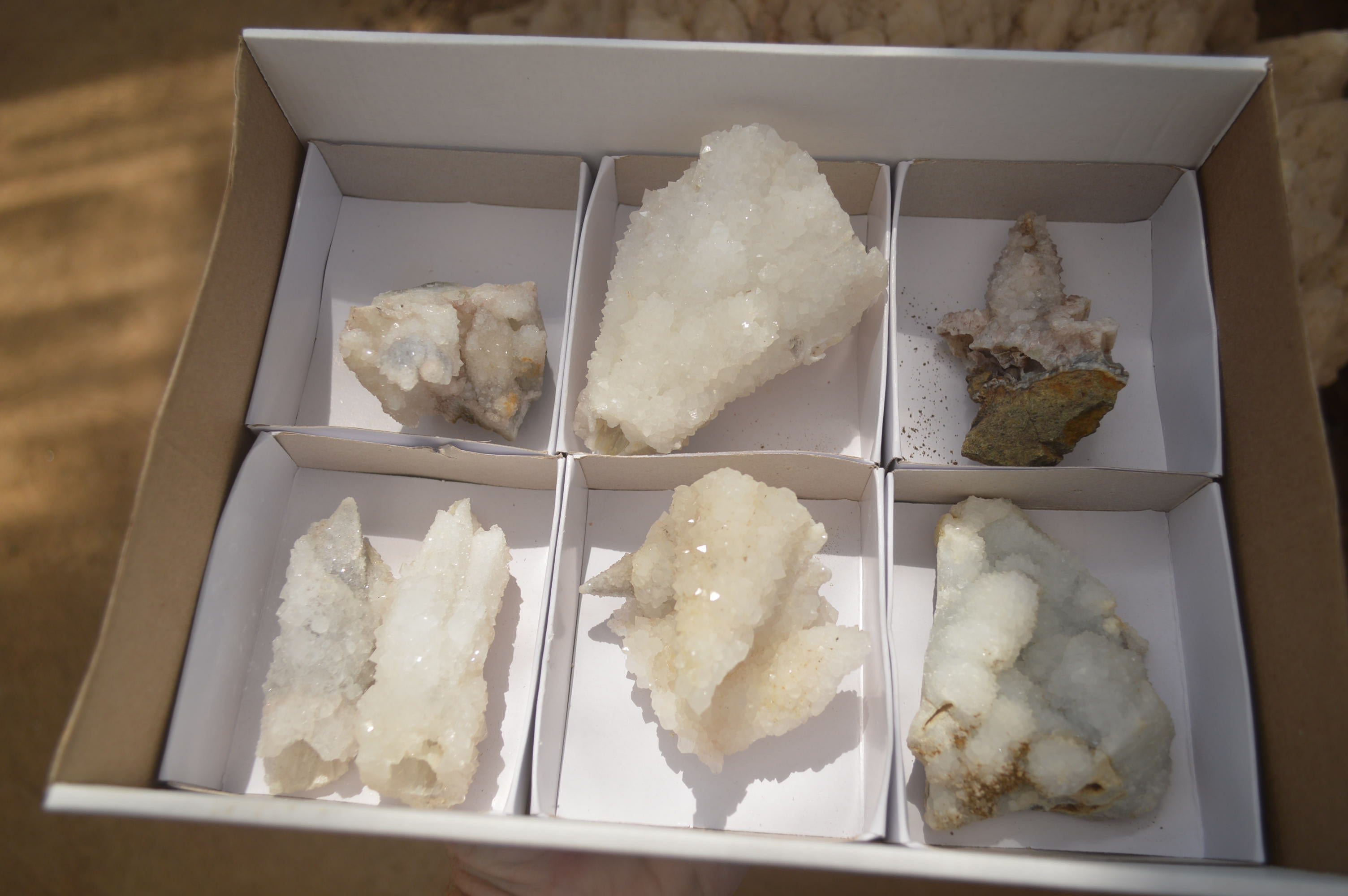 Natural Drusy Quartz Coated Calcite Pseudomorph Specimens x 7 From Alberts Mountain, Lesotho - Toprock Gemstones and Minerals 