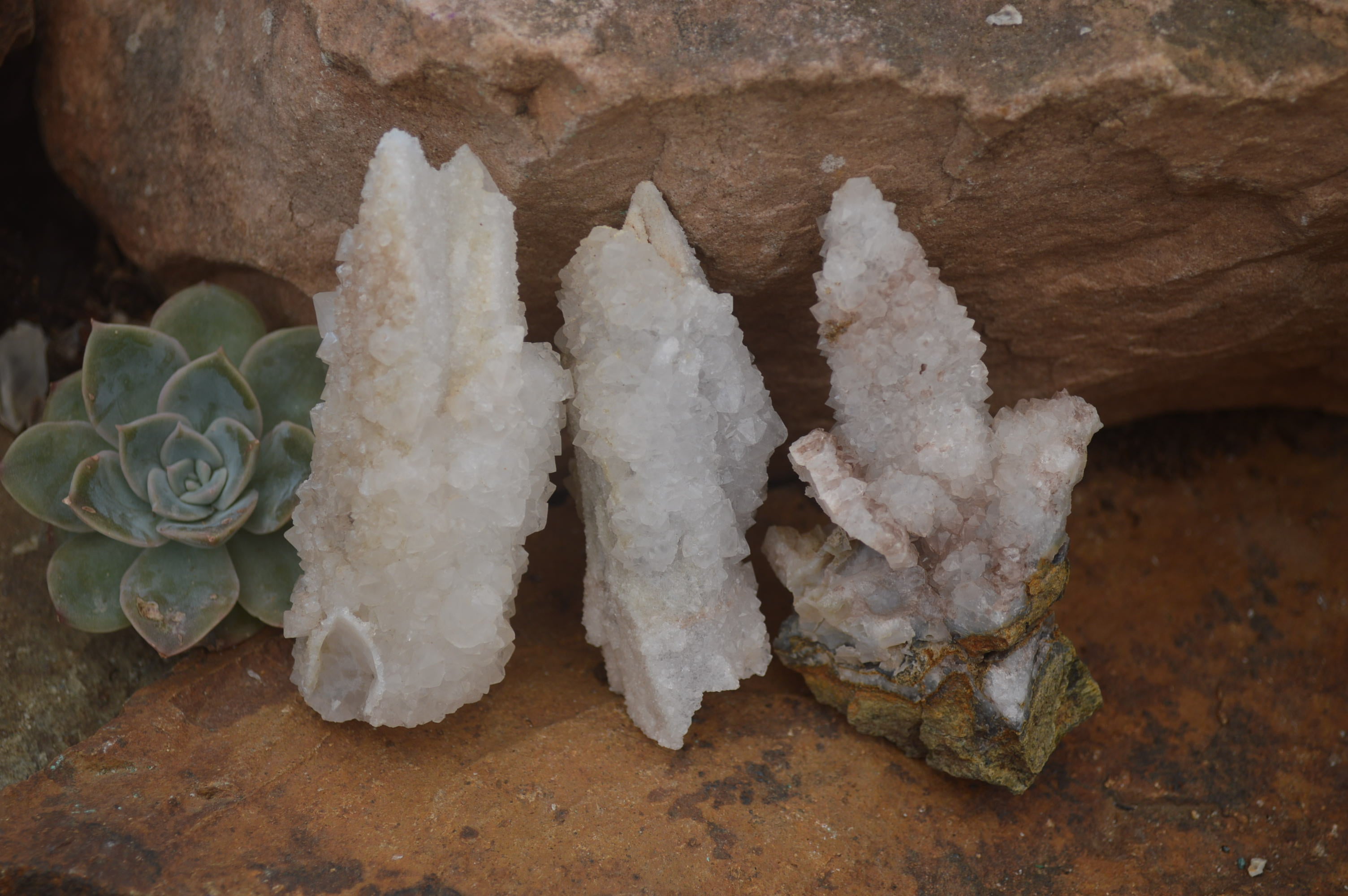 Natural Drusy Quartz Coated Calcite Pseudomorph Specimens x 7 From Alberts Mountain, Lesotho - Toprock Gemstones and Minerals 