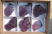 Polished On One Side Metallic Purpurite x 6 From Namibia - Toprock Gemstones and Minerals 