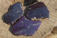 Polished On One Side Metallic Purpurite x 6 From Namibia - Toprock Gemstones and Minerals 