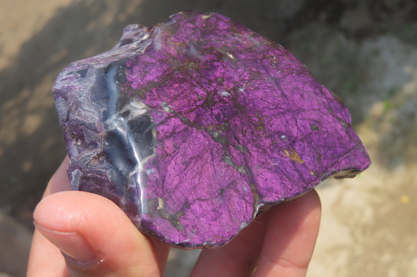 Polished On One Side Metallic Purpurite x 6 From Namibia - Toprock Gemstones and Minerals 